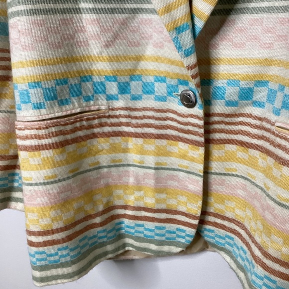 Vintage Bill Blass Aztec Southwestern Womens Blazer Pastel Large Y2K Retro Women - Picture 3 of 12